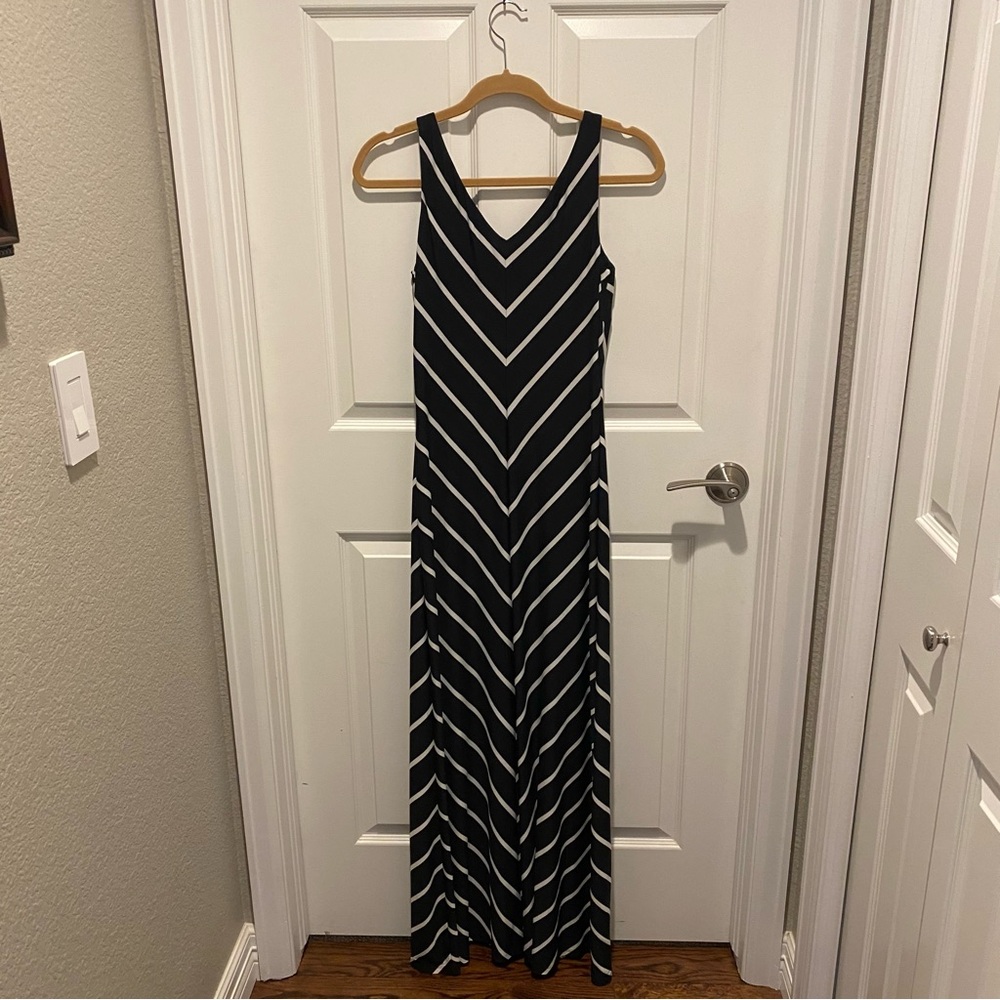 Lauren Ralph Lauren Black and White Halter Maxi Sheath Dress